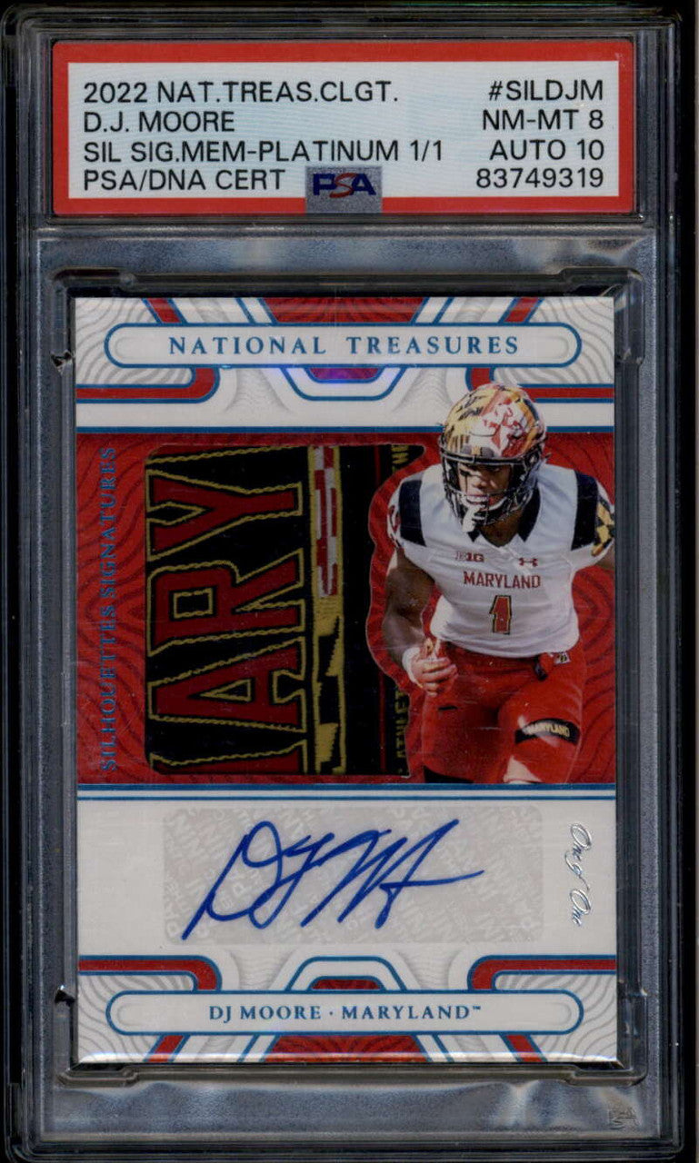 2022 Panini National Treasures Silhouettes DJ Moore Logo Patch Auto 1/1 PSA 8 10
