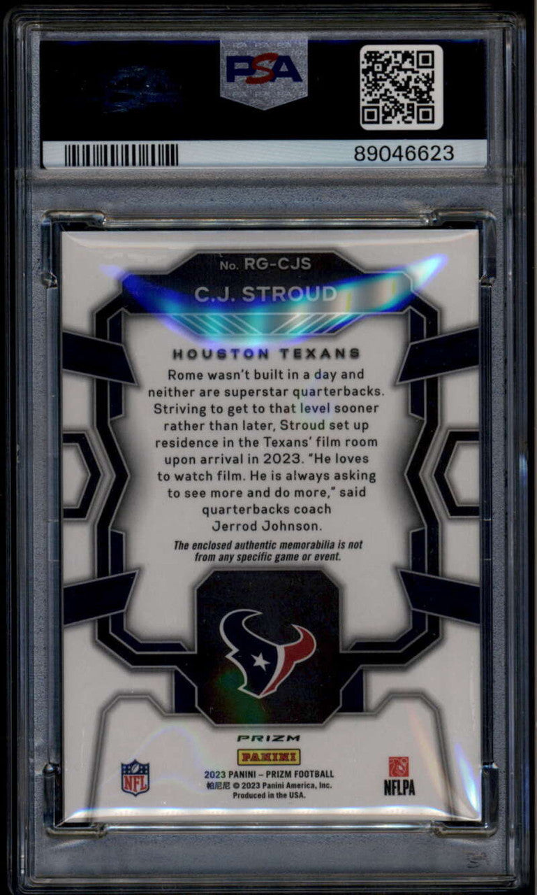 2023 Panini Prizm Rookie Gear 2 CJ Stroud Rookie RC Jersey PSA 10 GEM MT