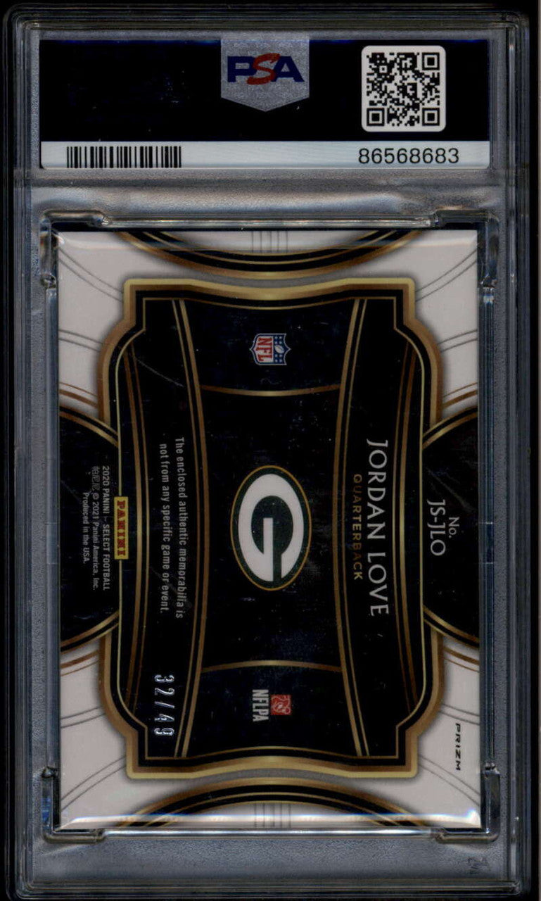 2020 Select Jumbo Rookie Swatches Prizm 11 Jordan Love RC Jersey /49 PSA 9 MINT