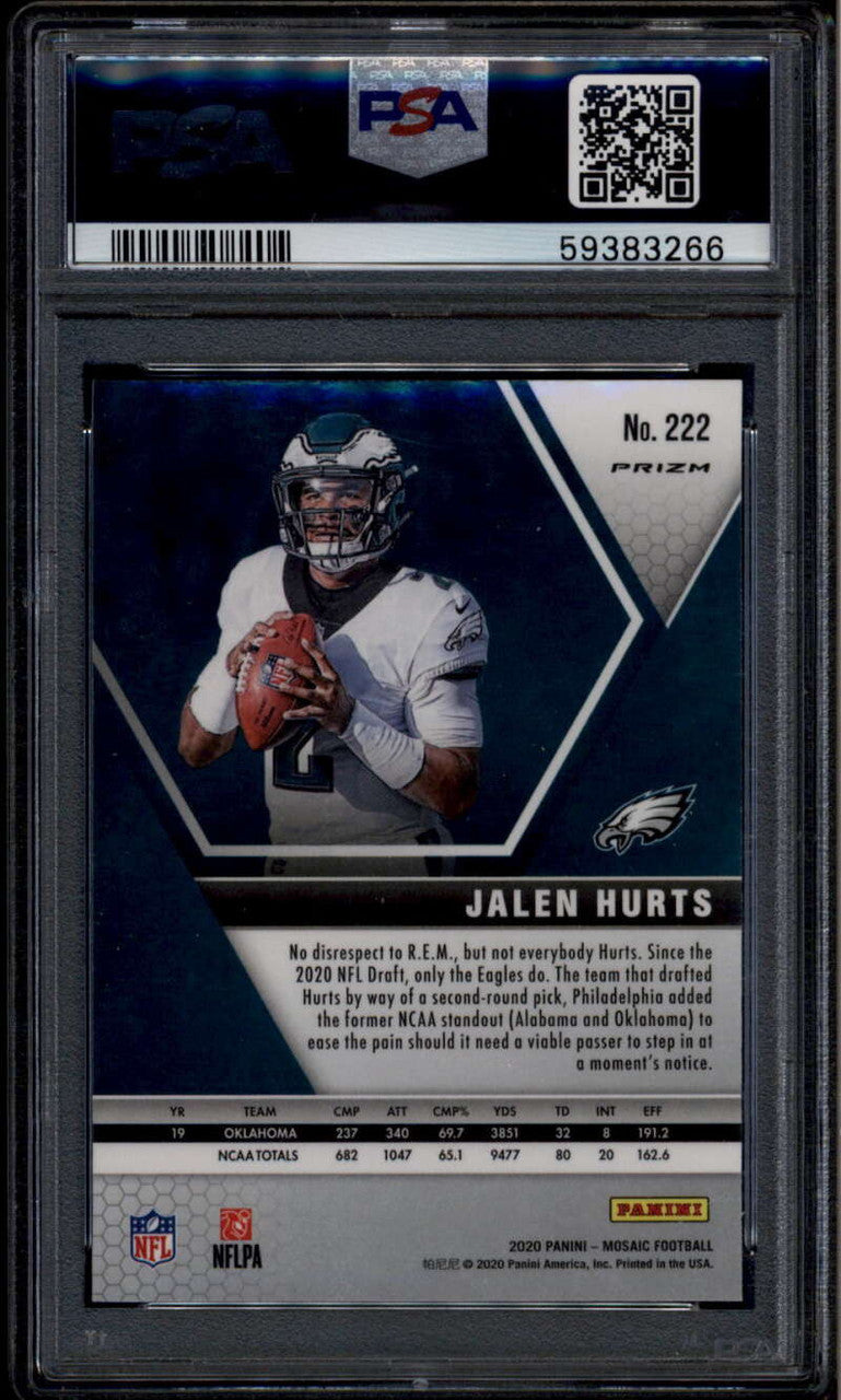 SOLD 185800 2020 Panini Mosaic Reactive Gold Refractor 222 Jalen Hurts Rookie RC PSA 9 MINT