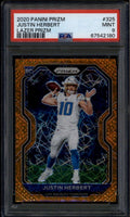 SOLD 185801 2020 Panini Prizm Prizms Orange Lazer 325 Justin Herbert Rookie RC PSA 9 MINT