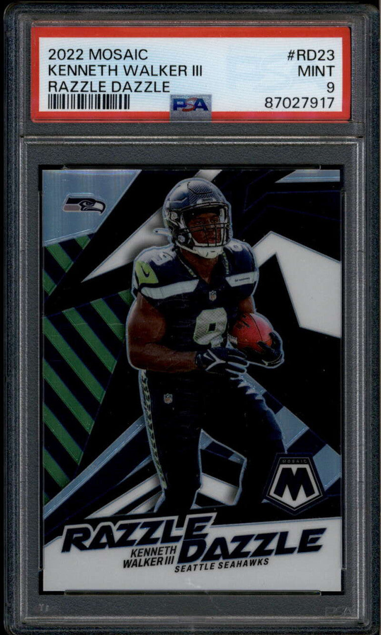 2022 Panini Mosaic Razzle Dazzle 23 Kenneth Walker III Rookie RC PSA 9 MINT