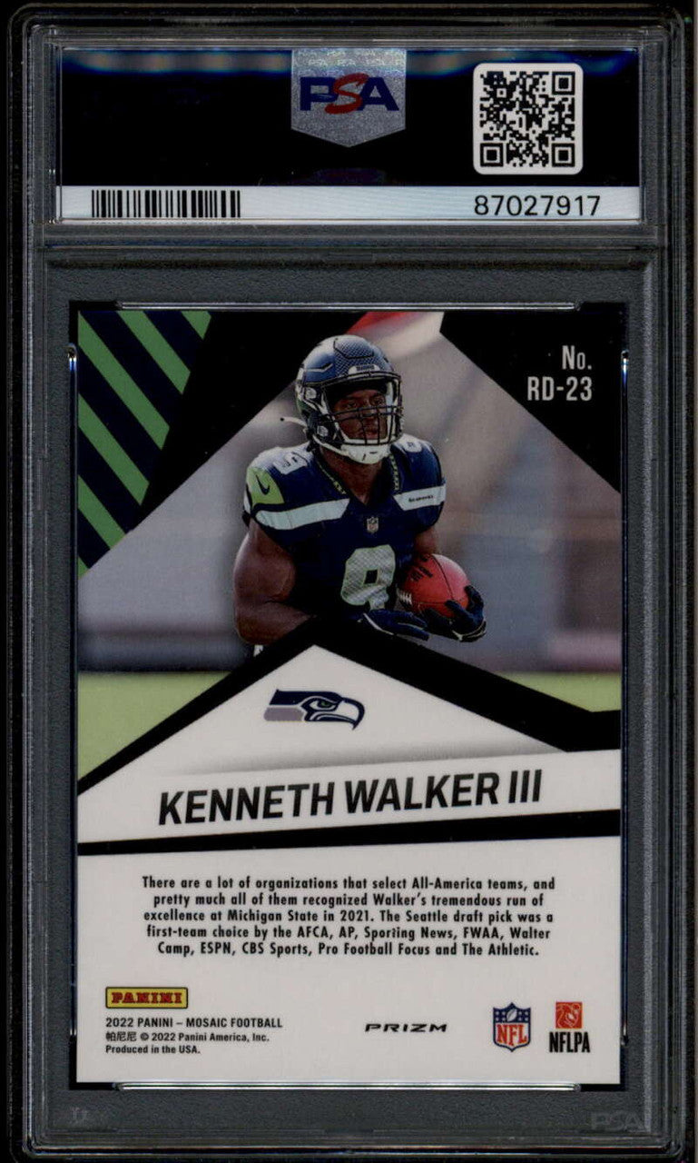 2022 Panini Mosaic Razzle Dazzle 23 Kenneth Walker III Rookie RC PSA 9 MINT