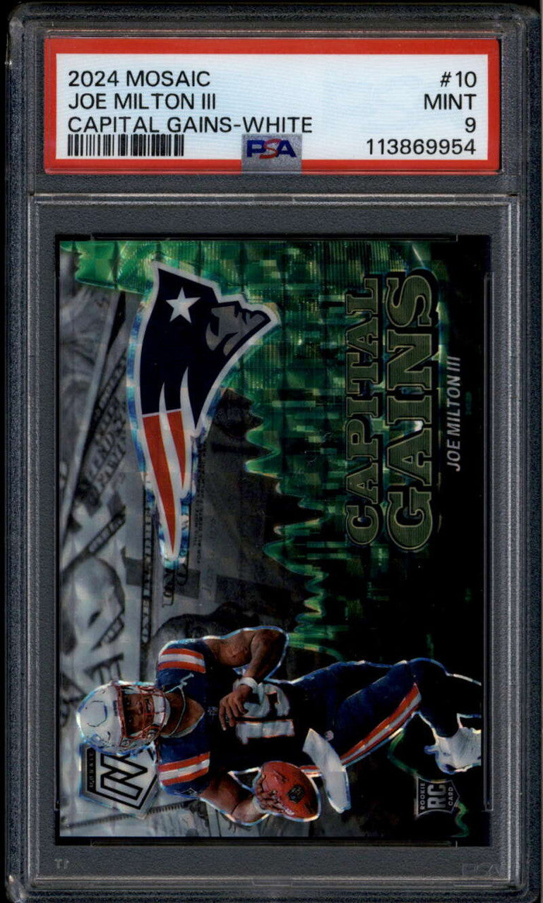 2024 Panini Mosaic Capital Gains White 10 Joe Milton III Rookie RC 13/25 PSA 9