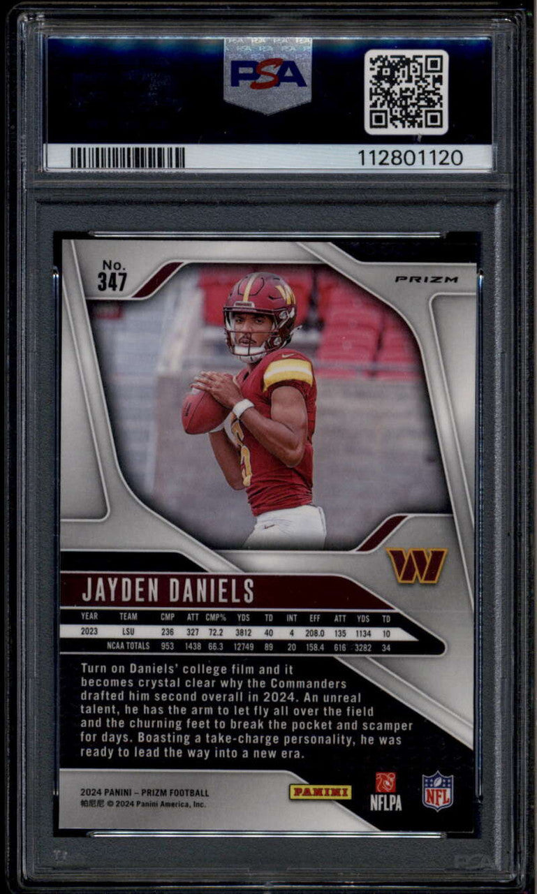 2024 Panini Prizm Prizms Green Wave Refractor 347 Jayden Daniels Rookie RC PSA 9
