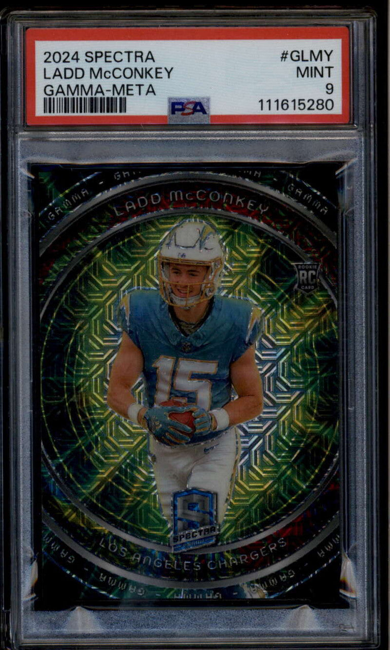 SOLD 185807 2024 Panini Spectra Gamma Meta 10 Ladd McConkey Rookie RC 24/30 PSA 9 MINT