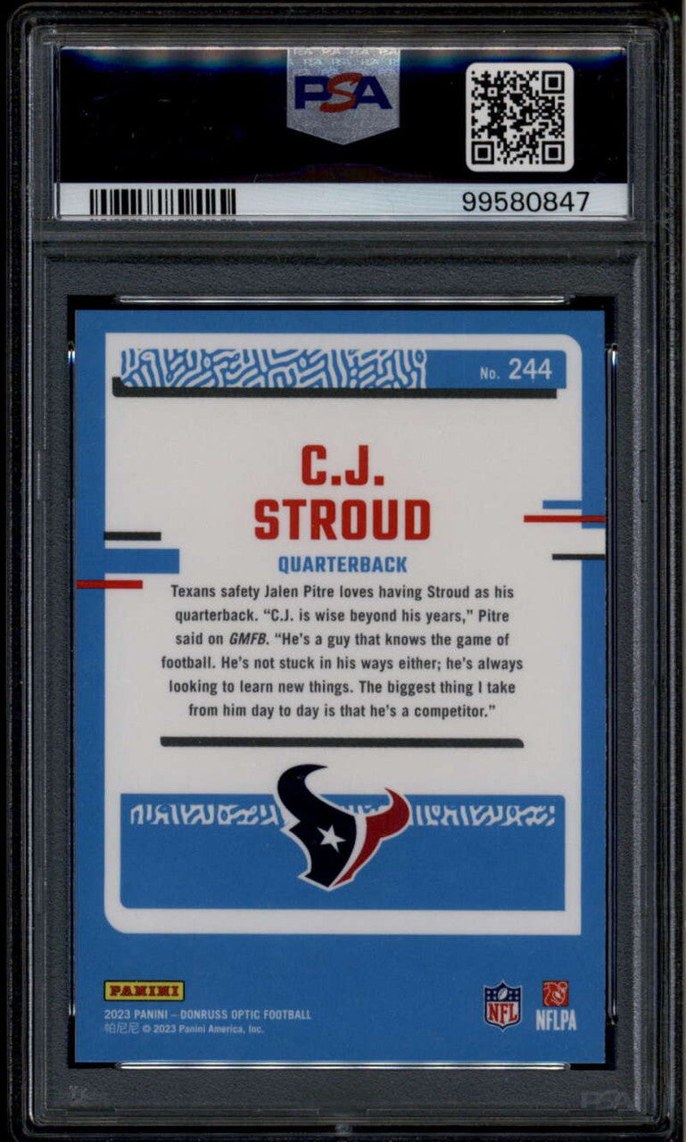 2023 Donruss Optic 244 CJ Stroud RR Rated Rookie RC PSA 10 GEM MT
