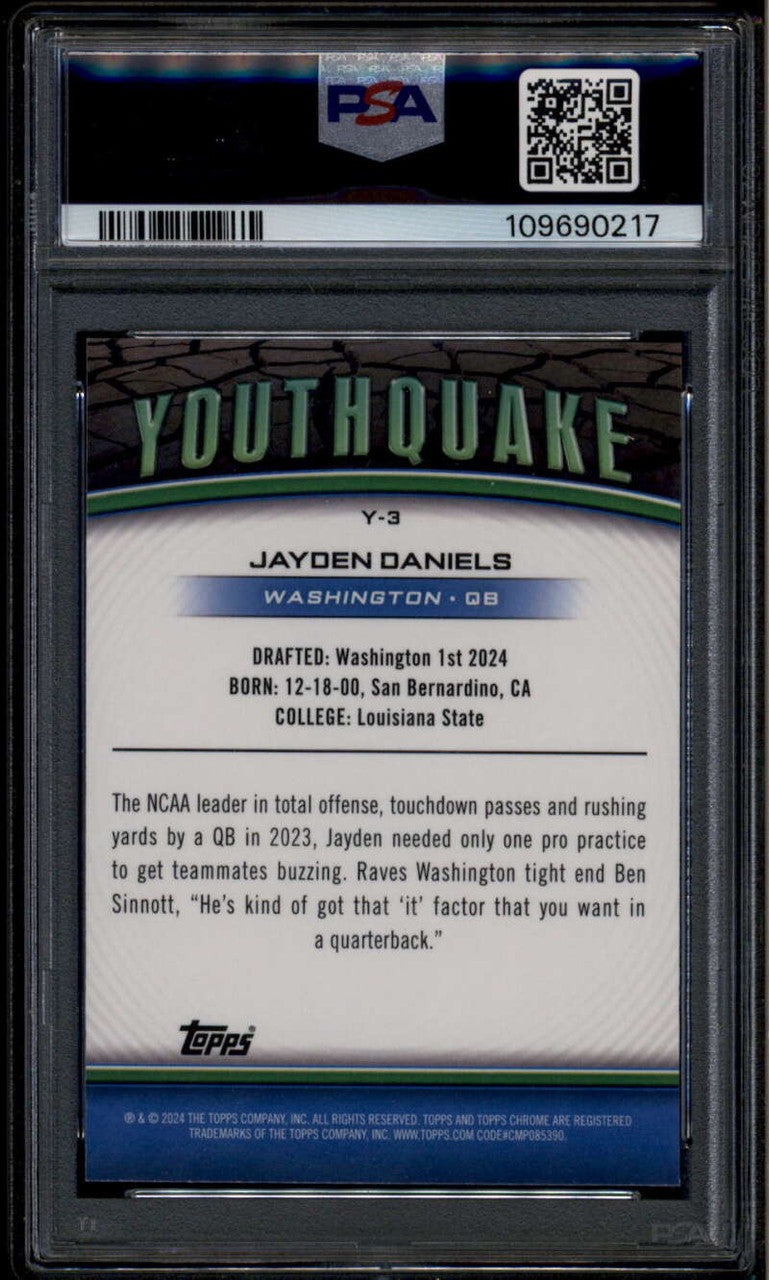 2024 Topps Chrome Youthquake y3 Jayden Daniels Rookie RC PSA 10 GEM MT