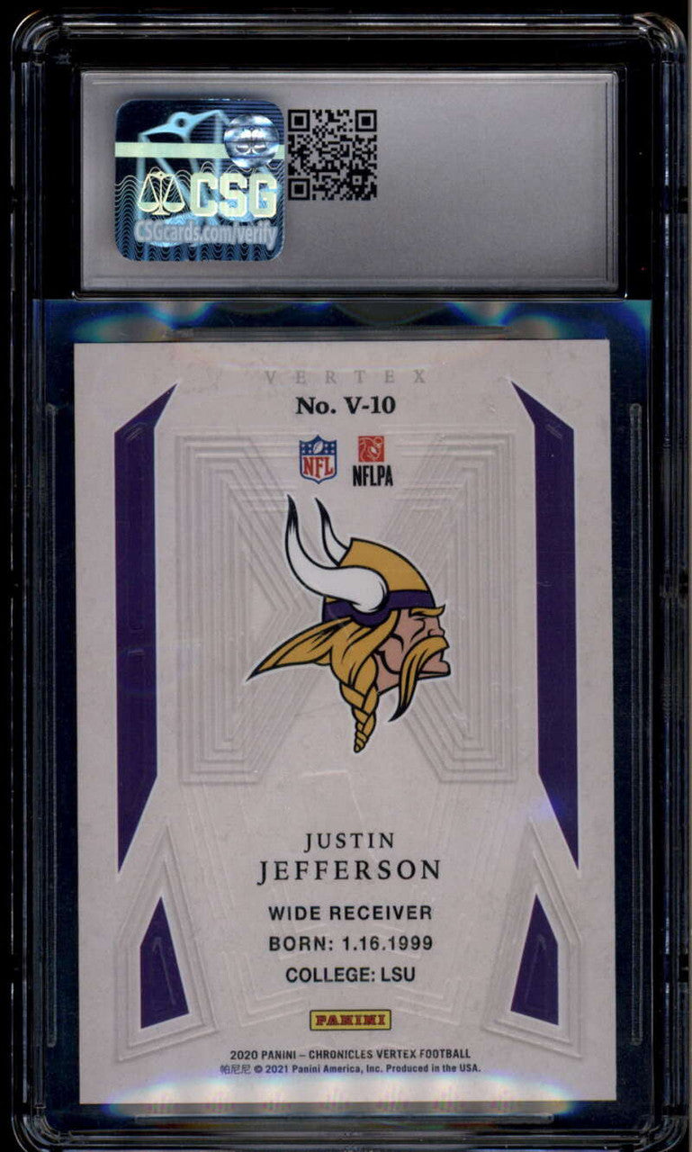 2020 Panini Vertex 10 Justin Jefferson Rookie CSG 9.5 MINT PLUS