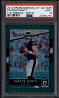 2016 Donruss Optic The Rookies Green 2 Carson Wentz Rookie RC 4/5 PSA 9 MINT