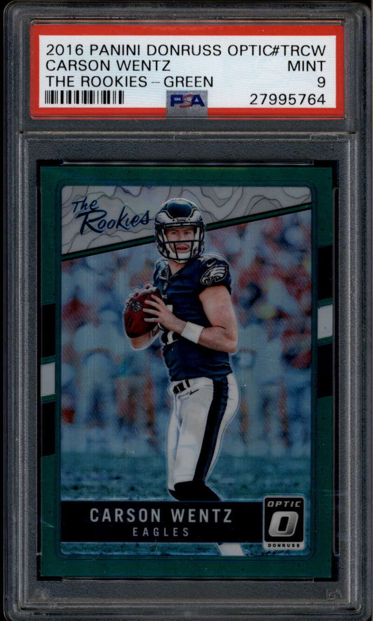 2016 Donruss Optic The Rookies Green 2 Carson Wentz Rookie RC 4/5 PSA 9 MINT