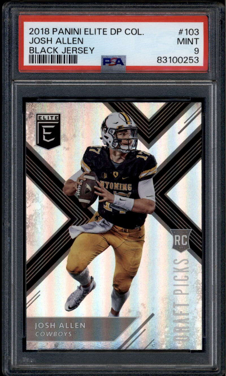 SOLD 185821 2018 Elite Draft Picks 103a Josh Allen Black Jesey Rookie RC PSA 9 MINT