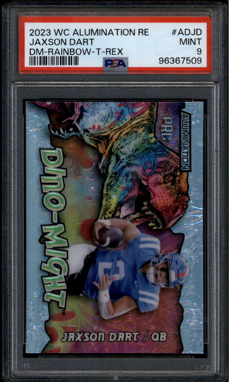 2023 Wild Card Alumination Dino-Might T-Rex Rainbow Jaxson Dart RC 43/50 PSA 9