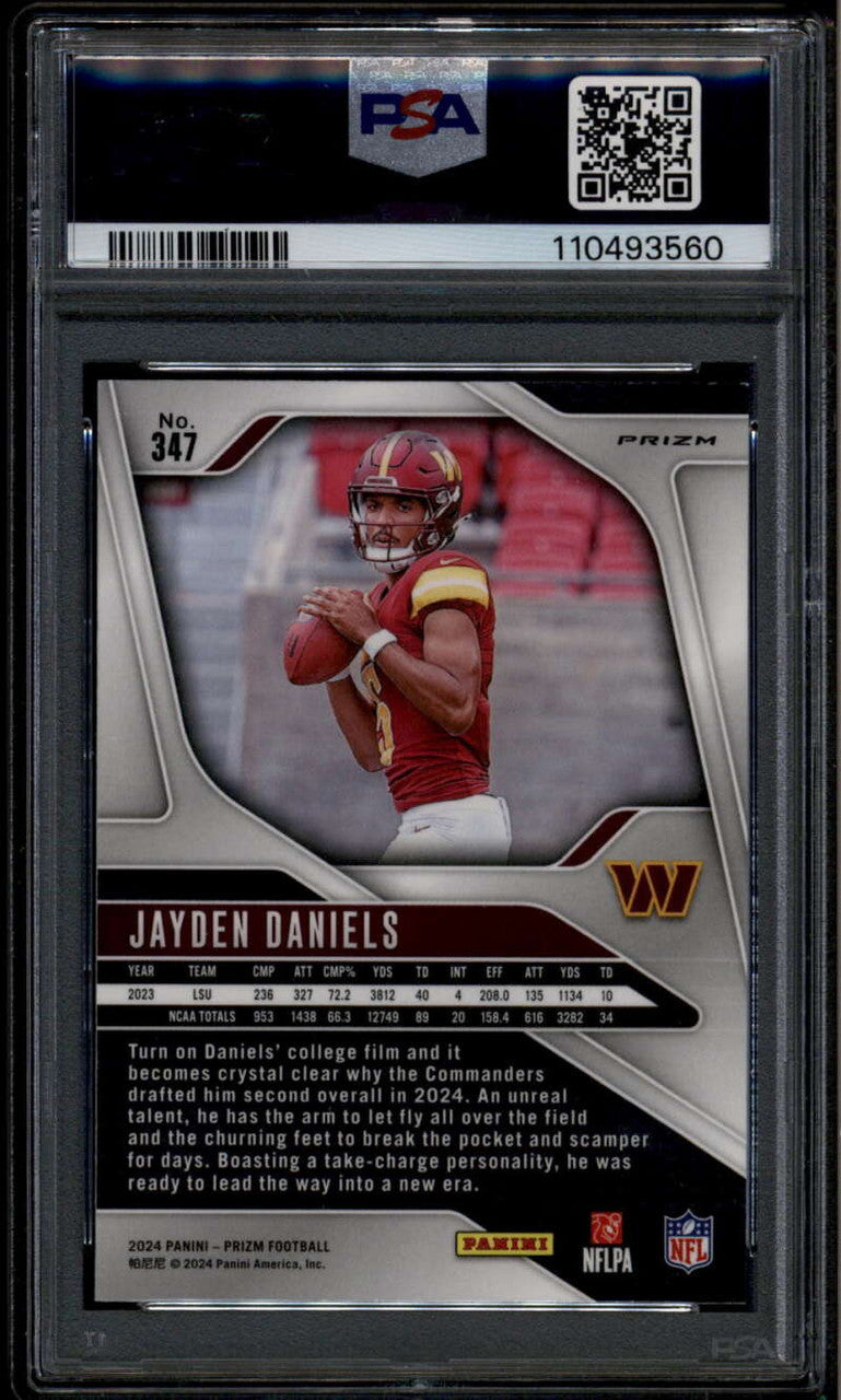 2024 Panini Prizm Prizms Orange Disco 347 Jayden Daniels Rookie RC PSA 9 MINT