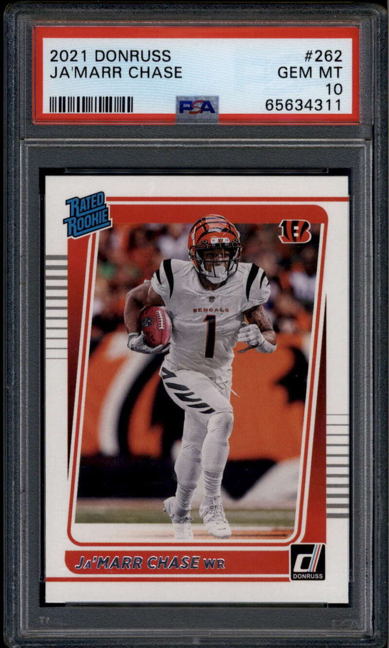2021 Donruss 262 Ja'Marr Chase RR Rated Rookie RC PSA 10 GEM MT 65634311