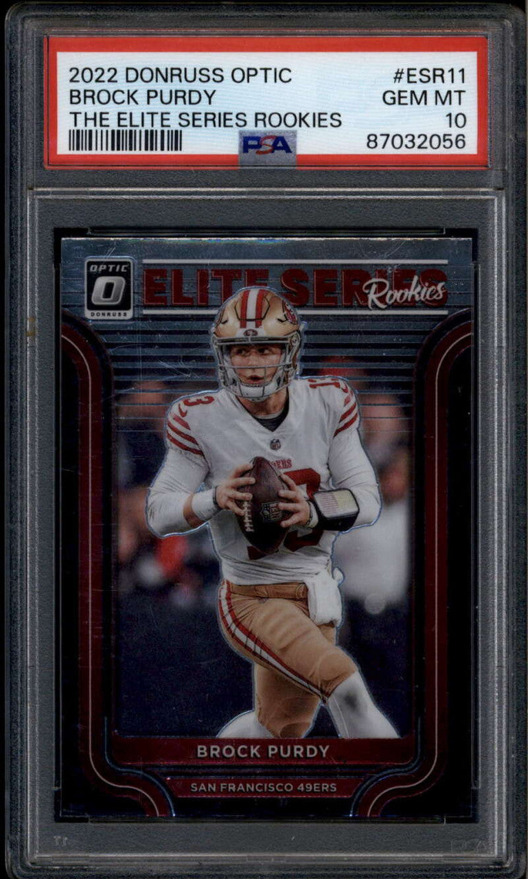 SOLD 185835 2022 Donruss Optic The Elite Series Rookies 11 Brock Purdy Rookie RC PSA 10 GEM