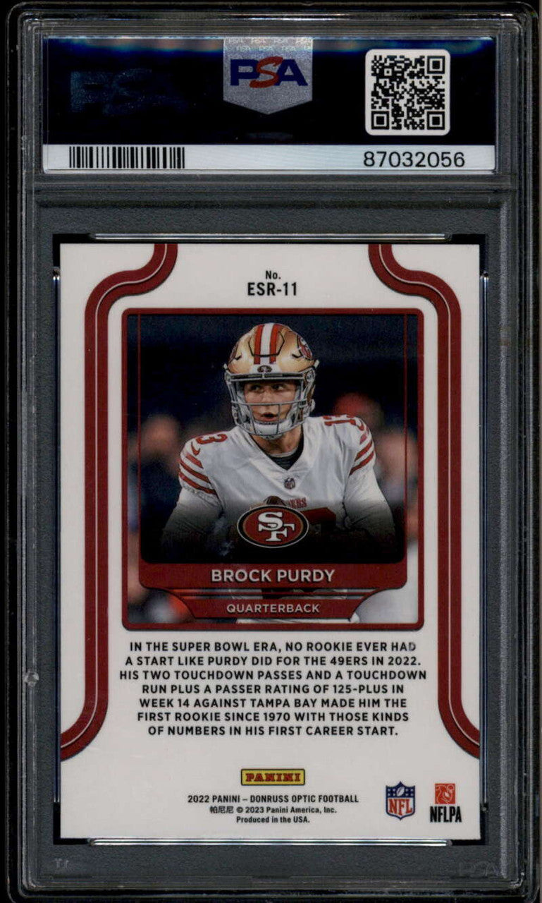 SOLD 185835 2022 Donruss Optic The Elite Series Rookies 11 Brock Purdy Rookie RC PSA 10 GEM