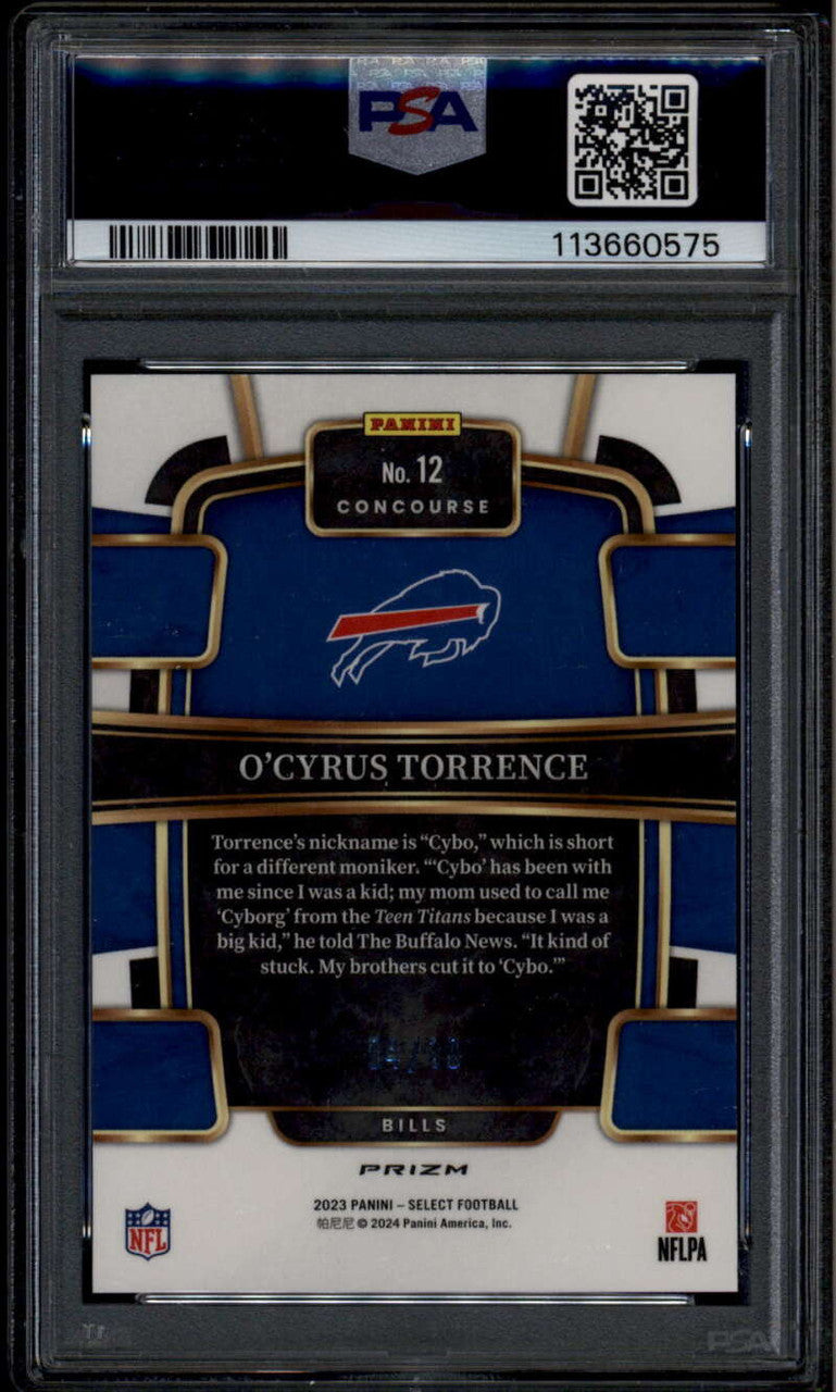 2023 Select Prizm Gold Disco Refractor 12 O'Cyrus Torrence Rookie RC 4/10 PSA 10