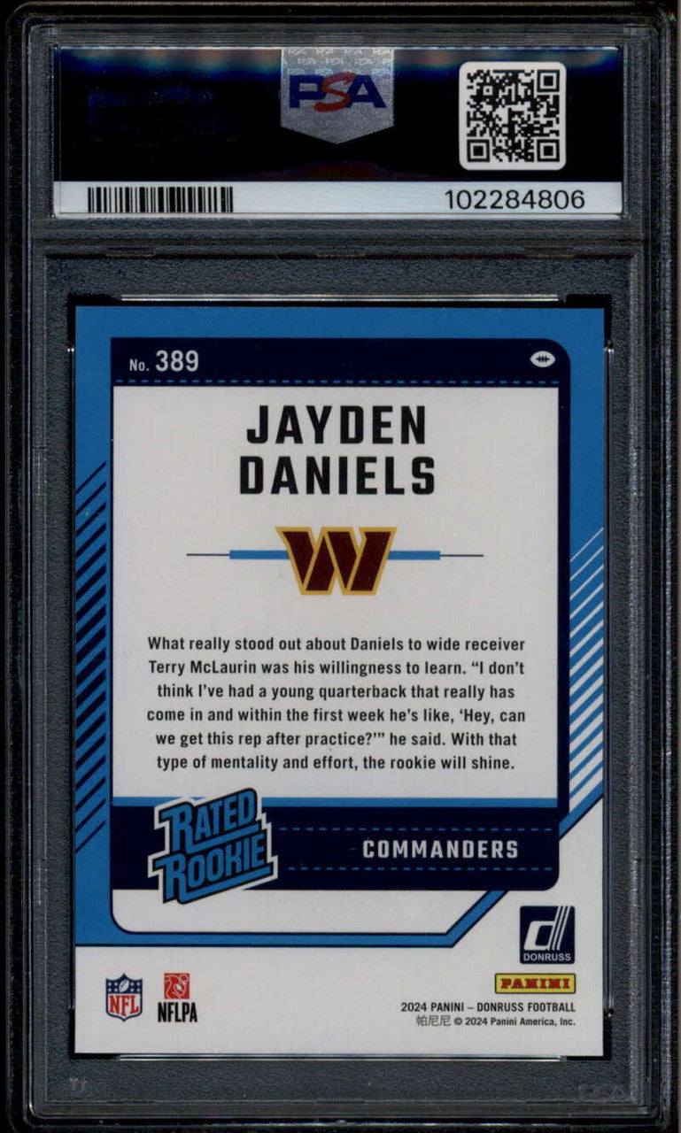 2024 Donruss 389 Jayden Daniels RR Rated Rookie RC PSA 10 GEM MT