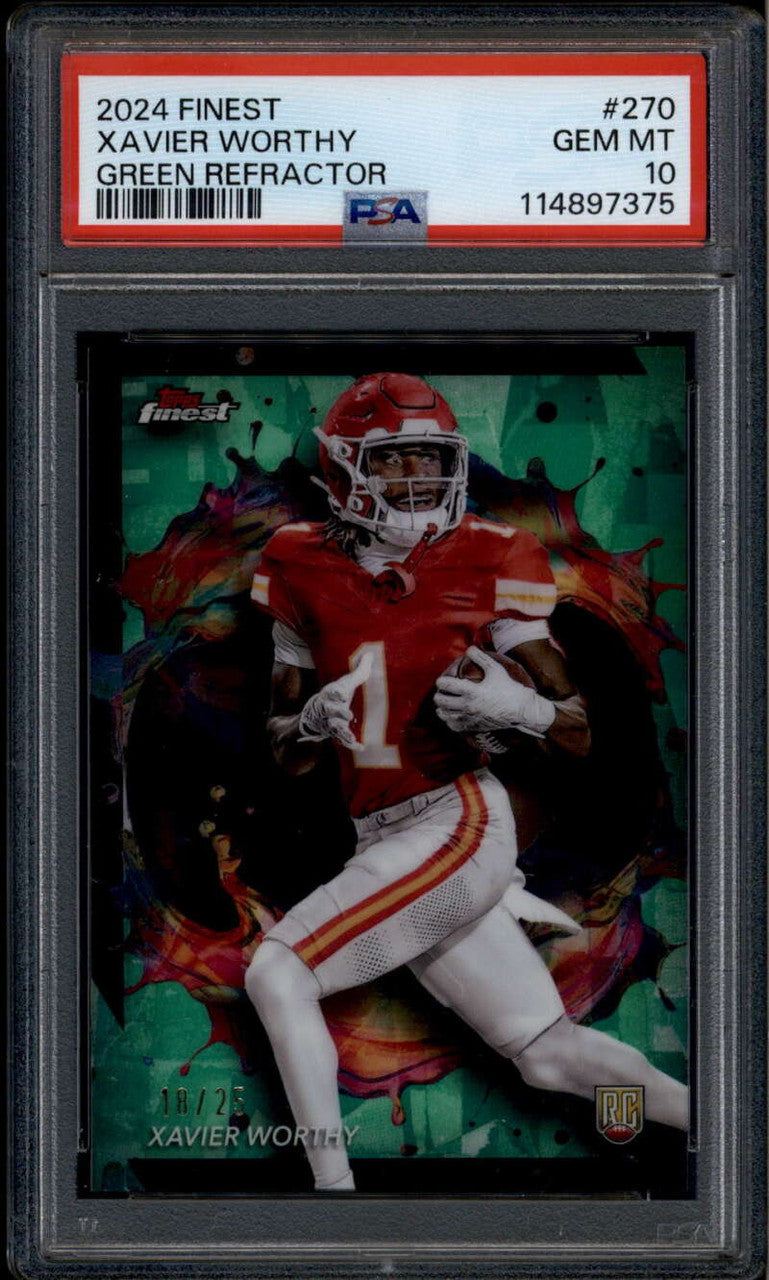 2024 Finest Green Refractor 270 Xavier Worthy Rare Rookie RC 18/25 PSA 10 GEM MT
