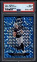 SOLD 185841 2024 Panini Mosaic Reactive Blue Refractor 313 Brock Bowers Rookie RC PSA 10 GEM