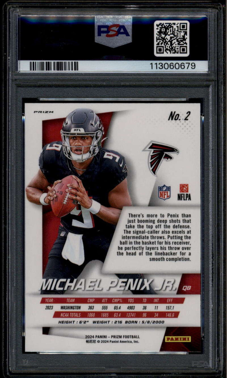 2024 Panini Prizm Flashback Rookie Prizms No Huddle 2 Michael Penix Jr RC PSA 10