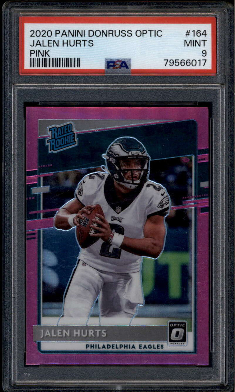 SOLD 185850 2020 Donruss Optic Pink 164 Jalen Hurts RR Rated Rookie RC PSA 9 MINT 79566017