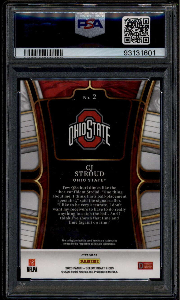 2023 Select Draft Picks Prizms Gold Lazer Refractor 2 CJ Stroud Rookie RC PSA 10