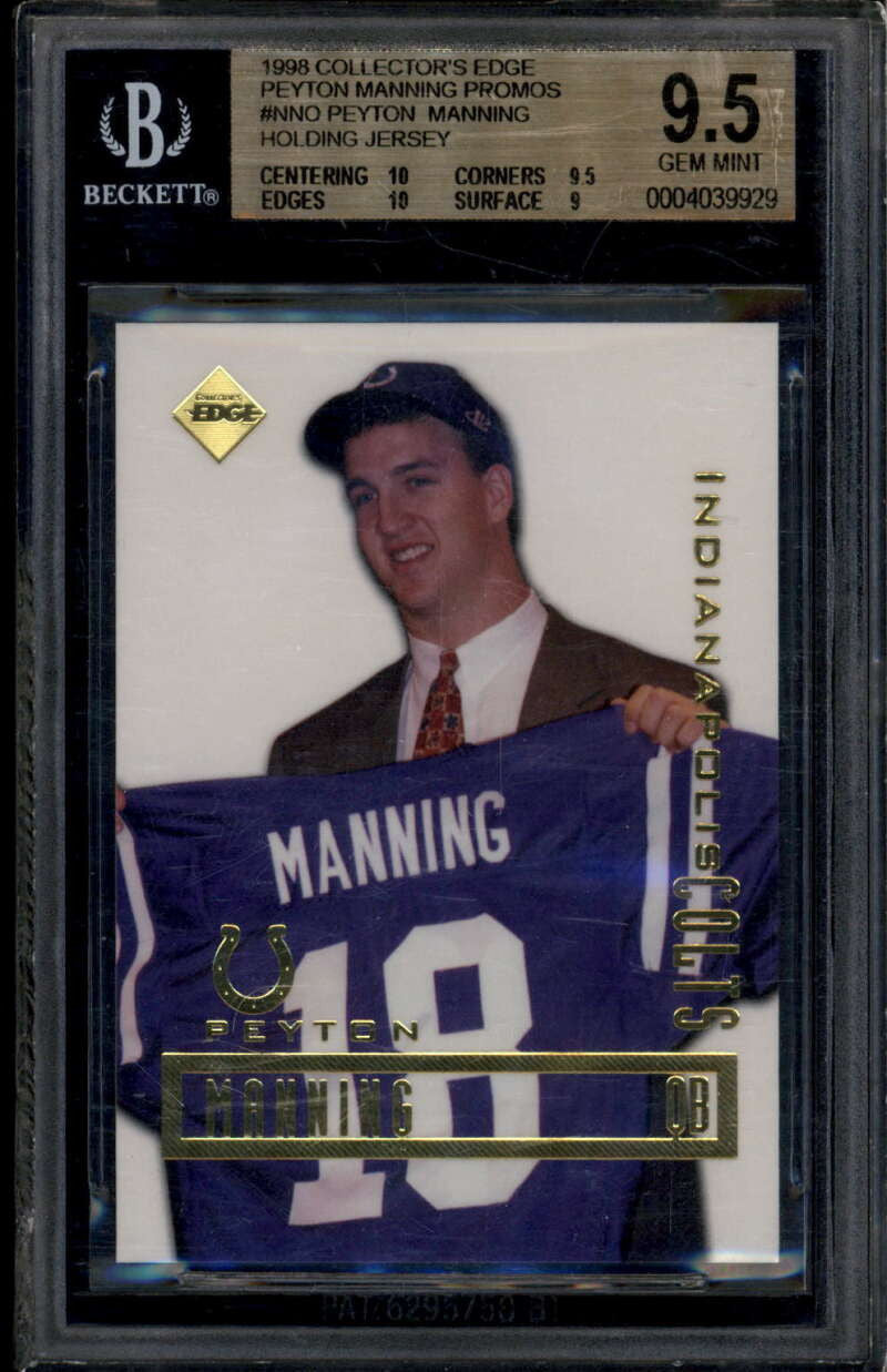 1998 Collector's Edge Promos NNO Peyton Manning Holding Jersey Rookie RC BGS 9.5