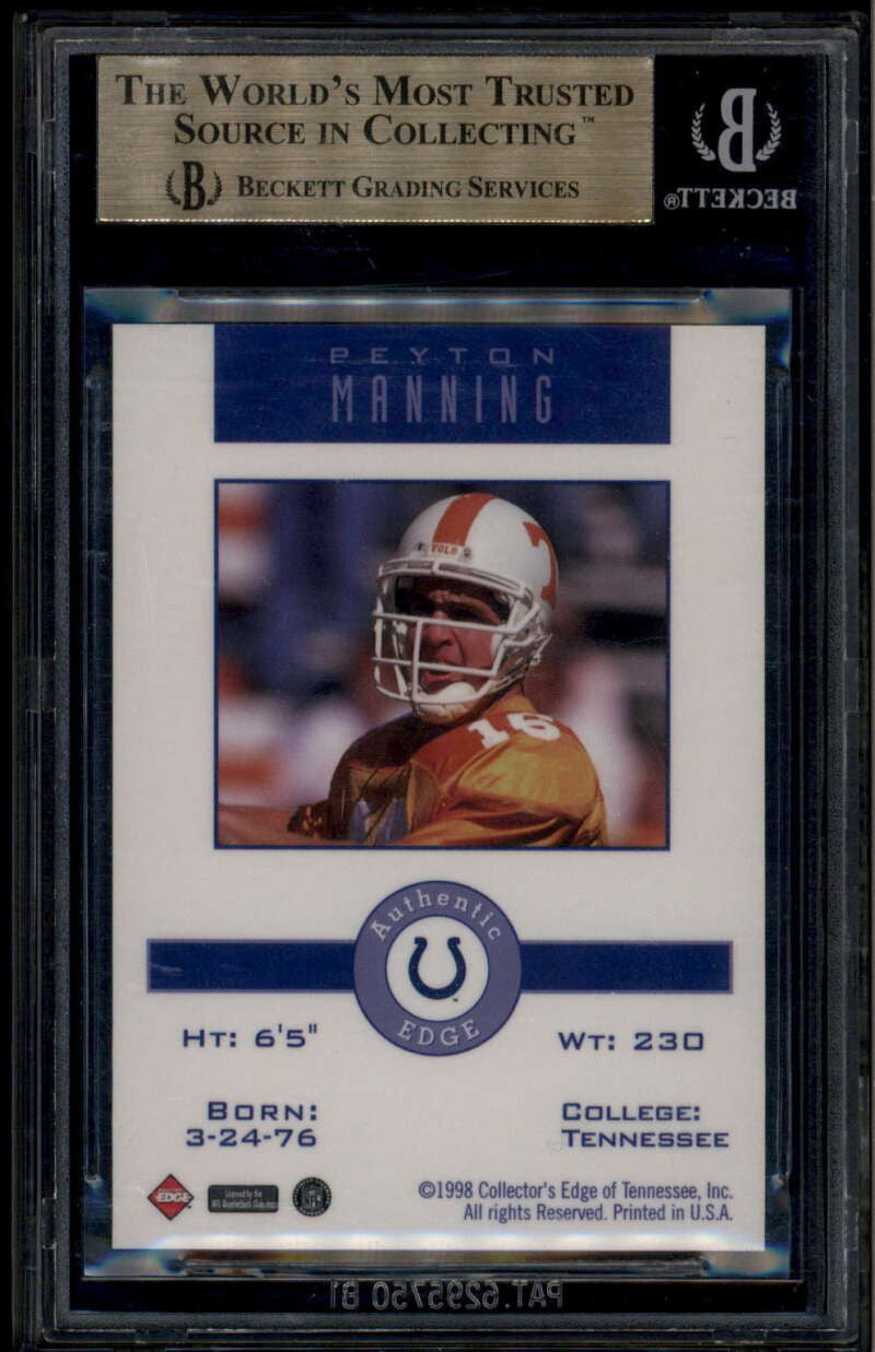 1998 Collector's Edge Promos NNO Peyton Manning Holding Jersey Rookie RC BGS 9.5