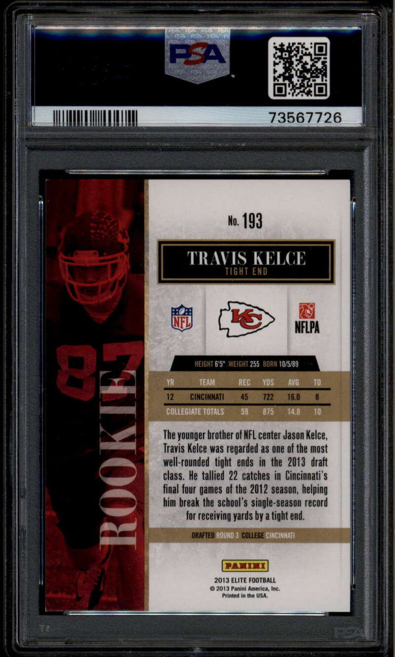 2013 Elite Turn of the Century 193 Travis Kelce Rookie RC 96/199 PSA 8 NM-MT