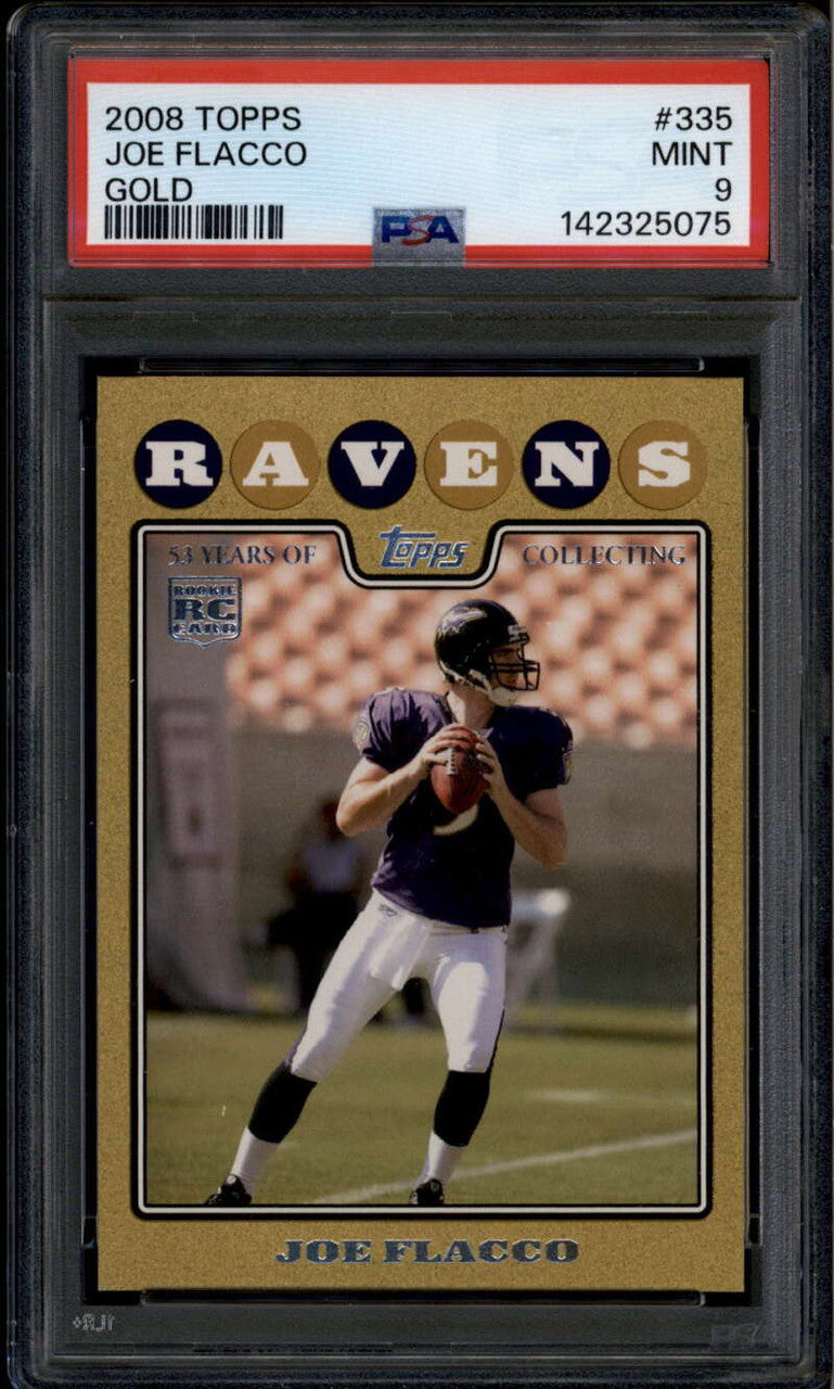 2008 Topps Gold Border 335 Joe Flacco Rookie RC 375/2008 PSA 9 MINT
