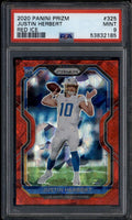 2020 Panini Prizm Prizms Red Ice Refractor 325 Justin Herbert Rookie RC PSA 9