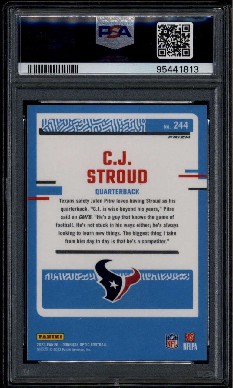 2023 Donruss Optic Purple Shock Refractor 244 CJ Stroud Rated Rookie RC PSA 10