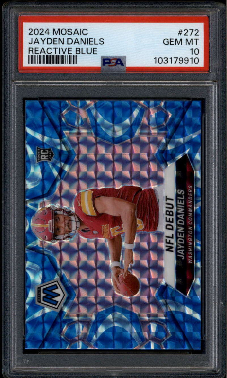 2024 Panini Mosaic Reactive Blue Refractor 272 Jayden Daniels Rookie RC PSA 10