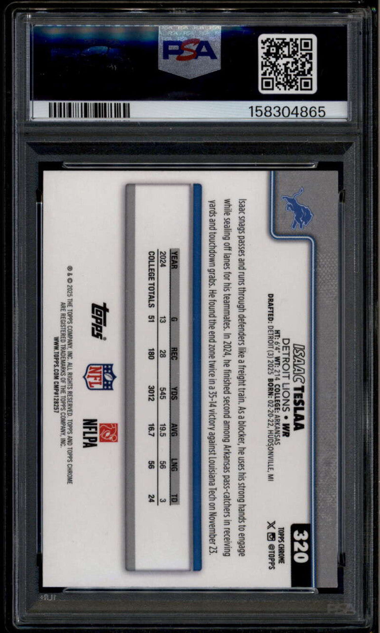 2025 Topps Chrome Purple Geometric Refractor Isaac TeSlaa Rookie RC 12/75 PSA 9