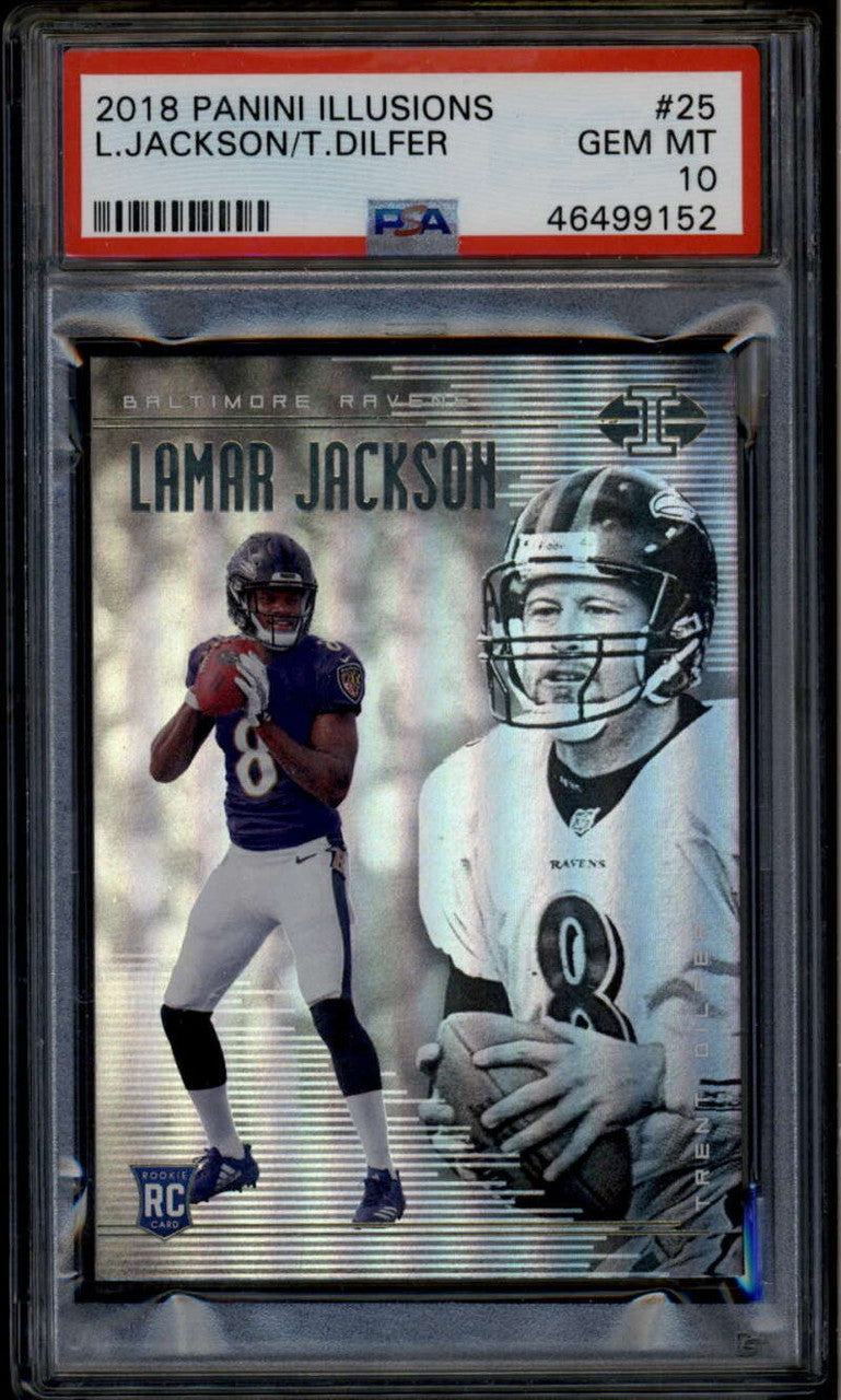 2018 Panini Illusions 25 Trent Dilfer Lamar Jackson Rookie RC PSA 10 GEM MT