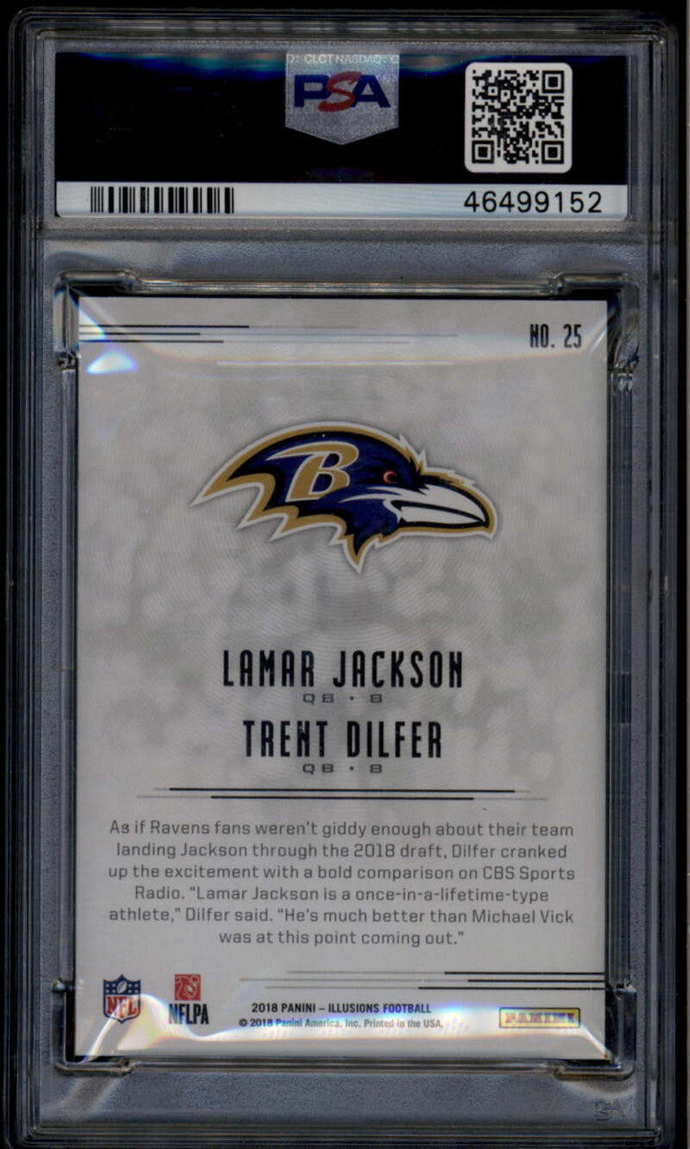 2018 Panini Illusions 25 Trent Dilfer Lamar Jackson Rookie RC PSA 10 GEM MT