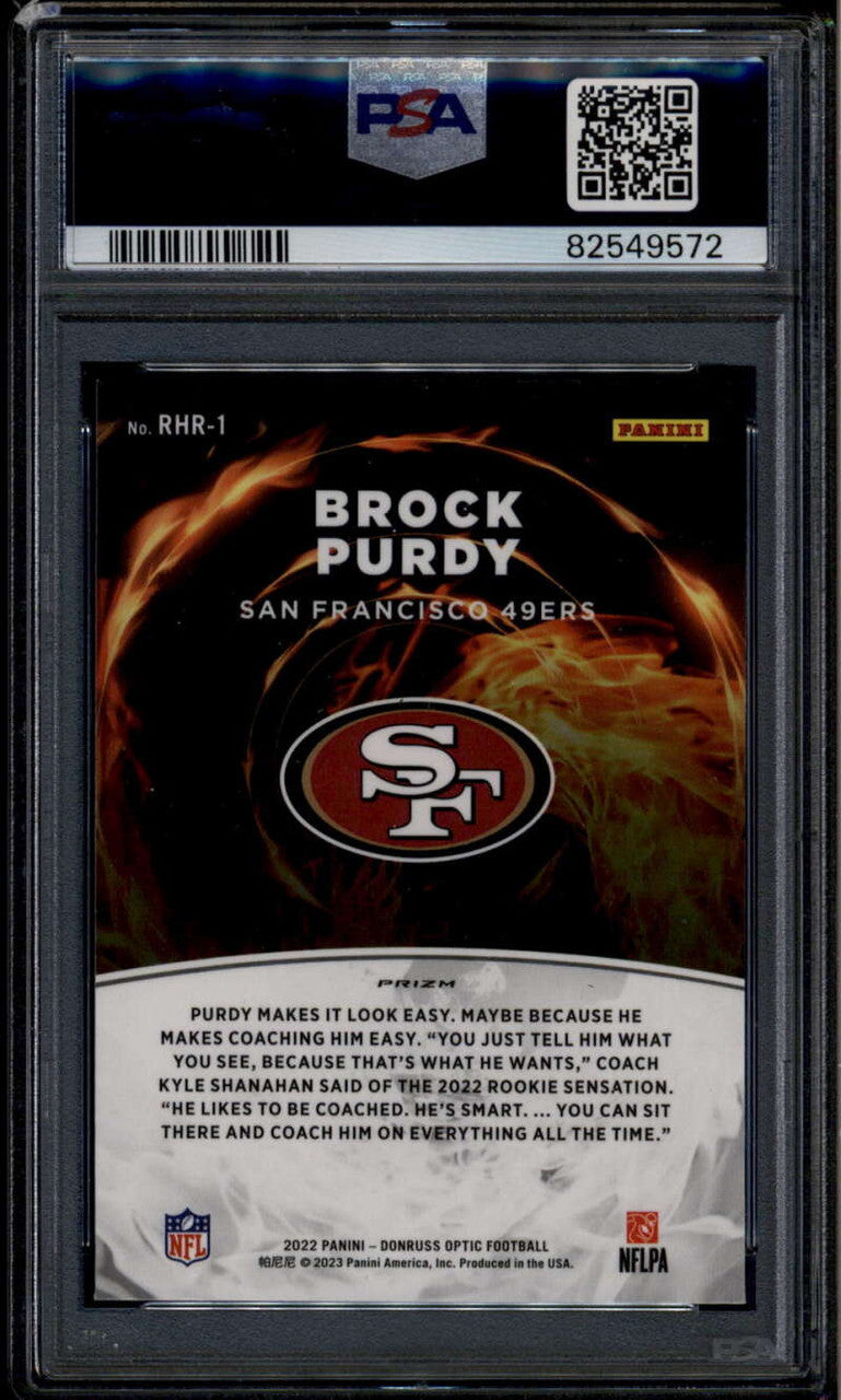 SOLD 185868 2022 Donruss Optic Red Hot Rookies 1 Brock Purdy Rookie RC PSA 10 GEM MT