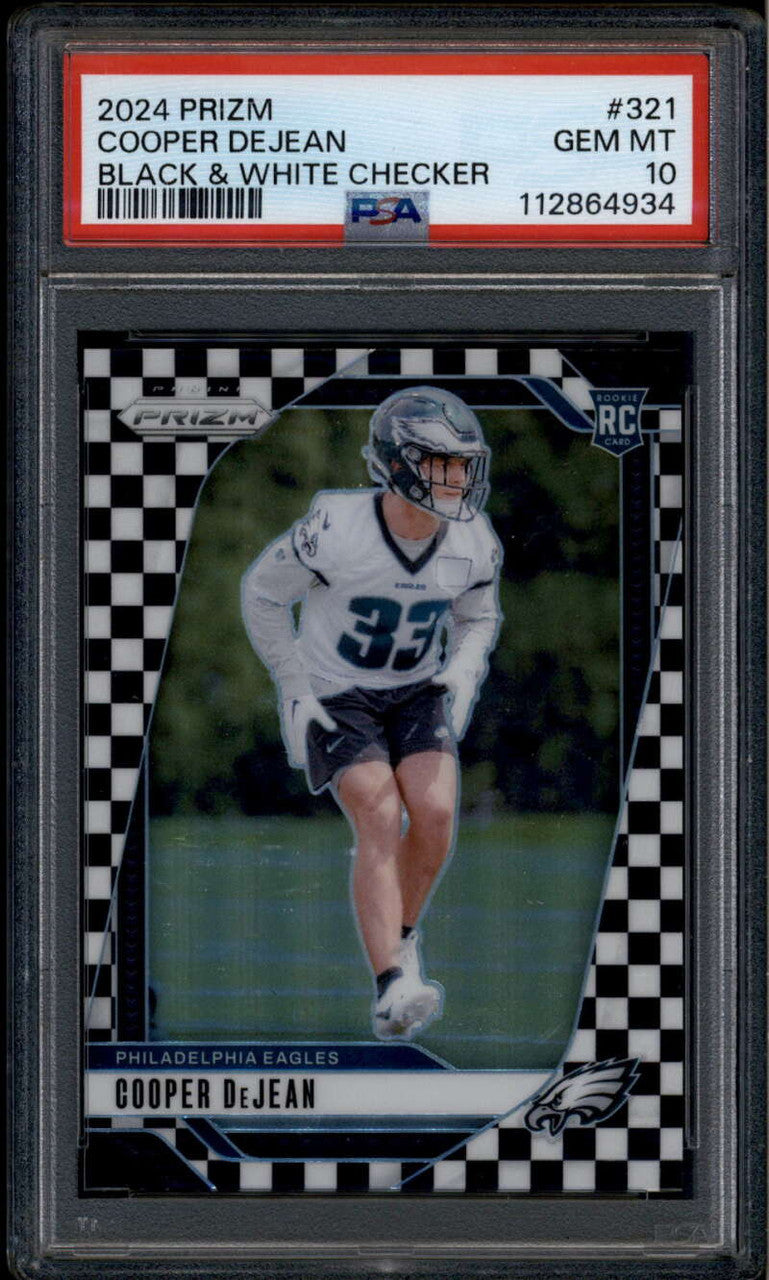 2024 Panini Prizm Prizms Black White Checker 321 Cooper DeJean Rookie RC PSA 10