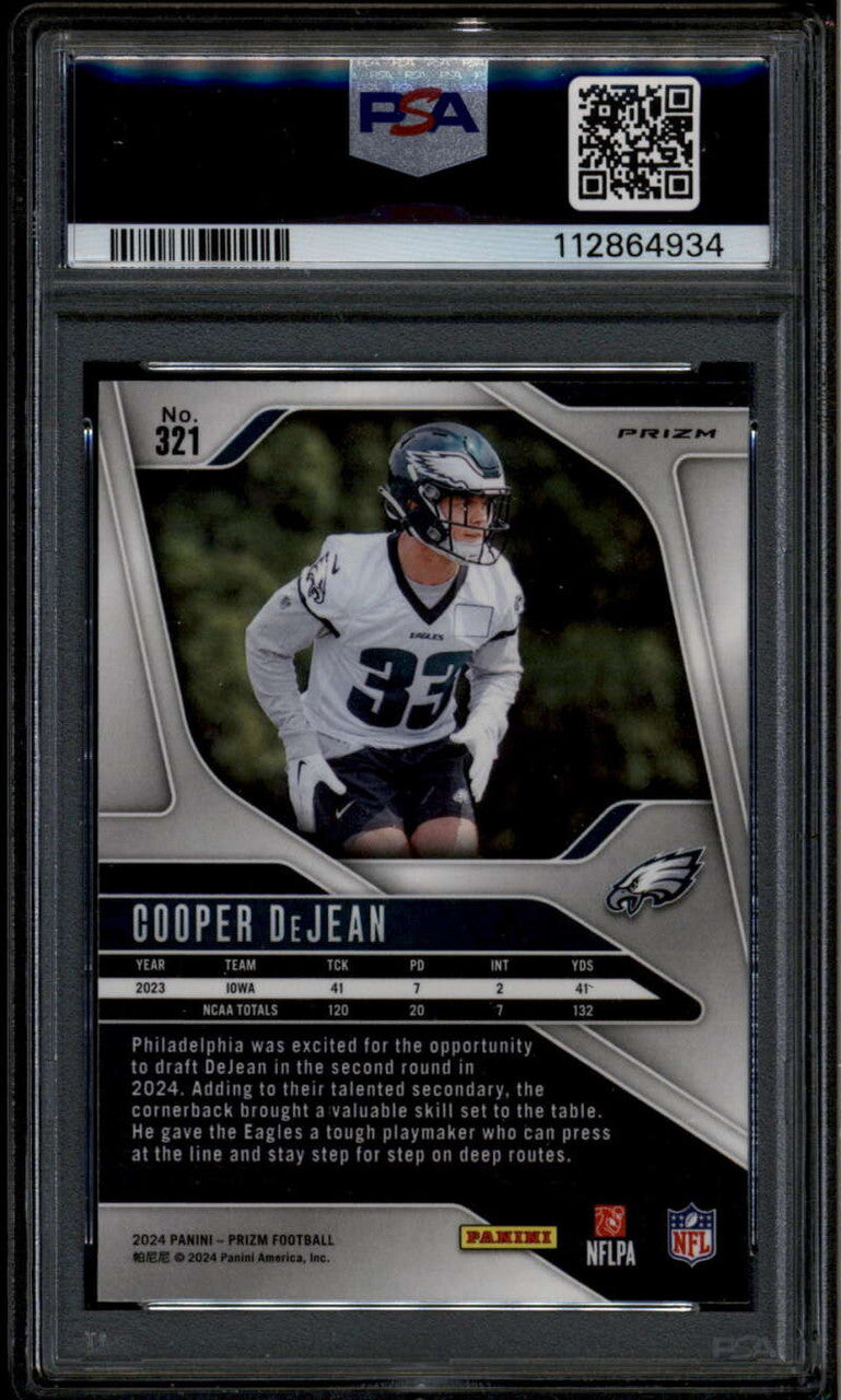 2024 Panini Prizm Prizms Black White Checker 321 Cooper DeJean Rookie RC PSA 10