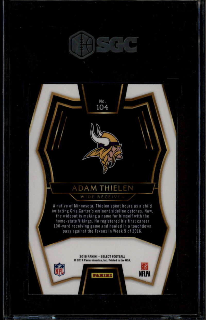 2016 Select Prizm Tri Color Refractor 104 Adam Thielen Rookie RC SGC 10 GM