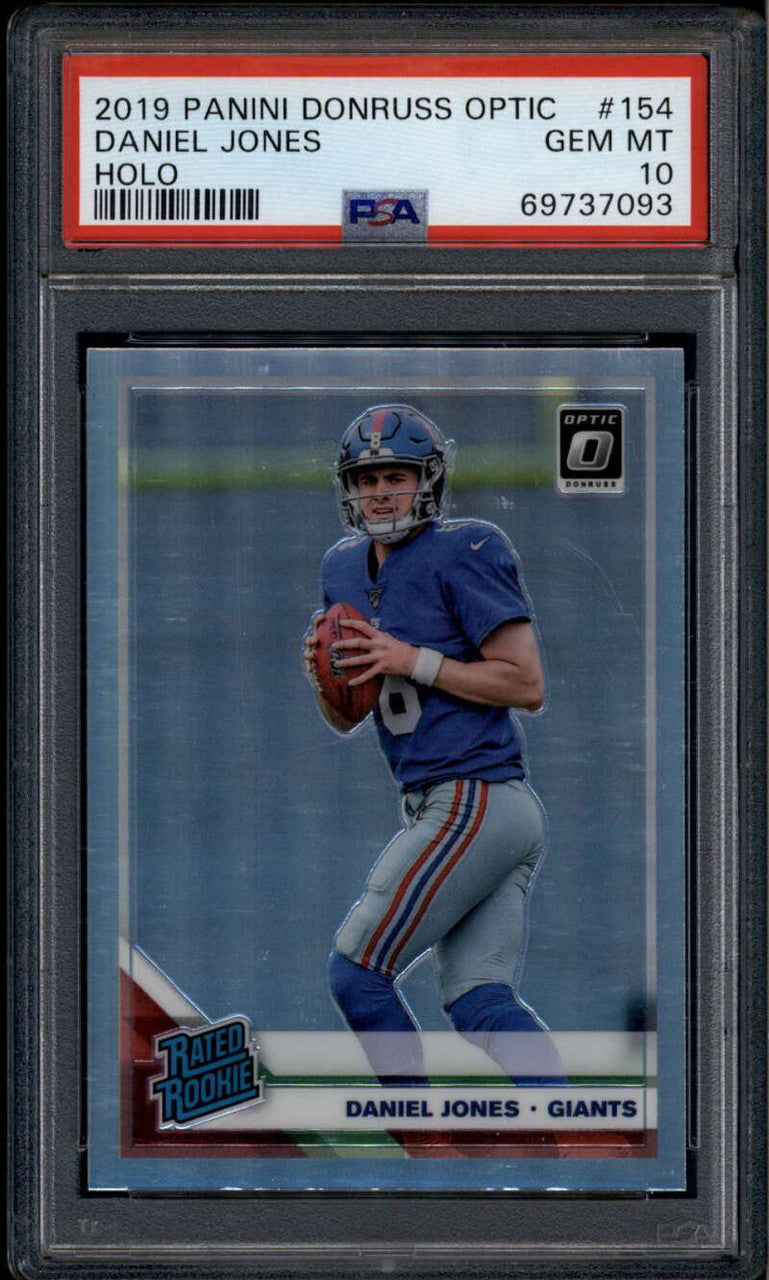 SOLD 185874 2019 Donruss Optic Holo 154 Daniel Jones RR Rated Rookie RC PSA 10 GEM MT
