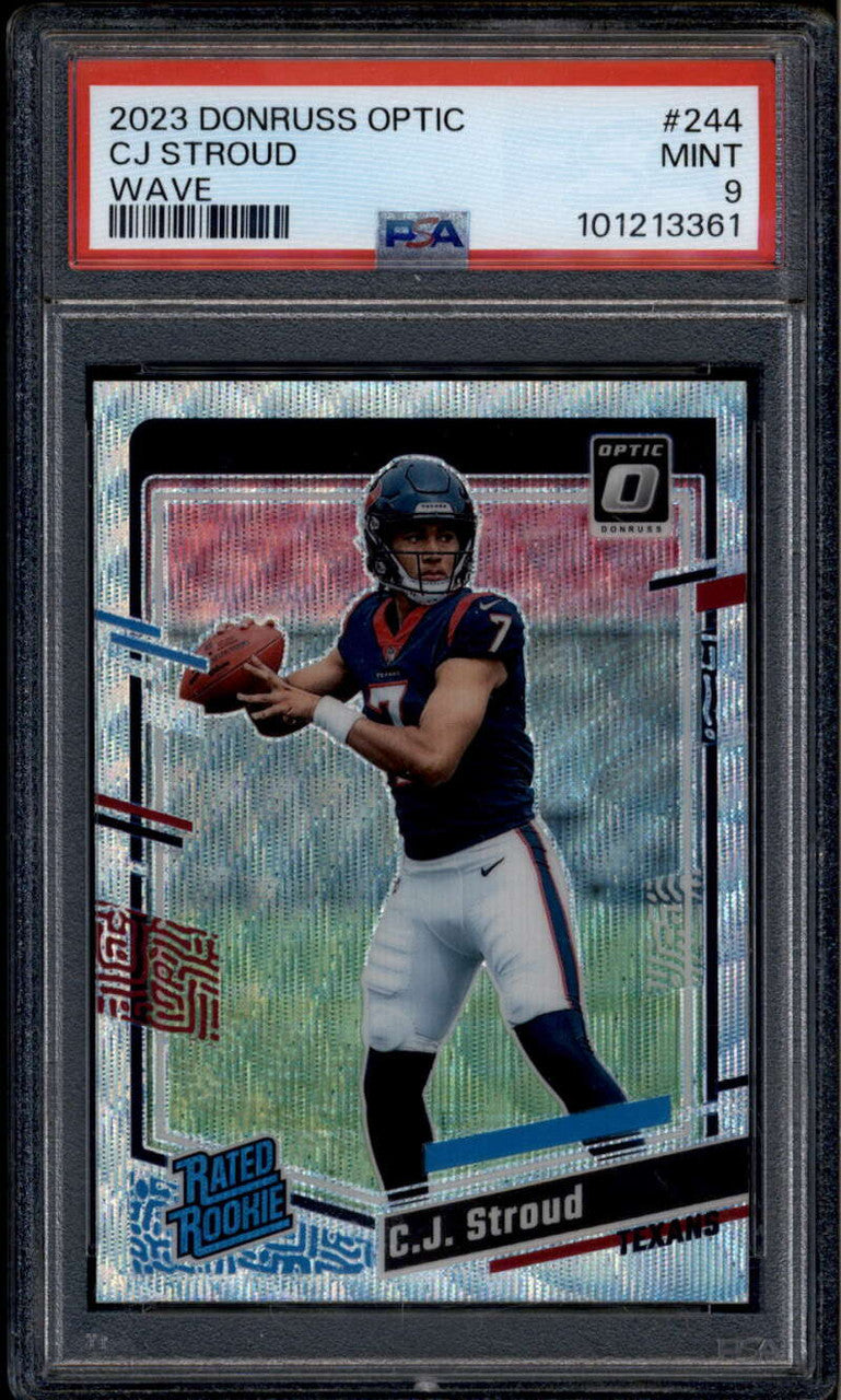 2023 Donruss Optic Wave Refractor 244 CJ Stroud RR Rated Rookie RC 60/300 PSA 9