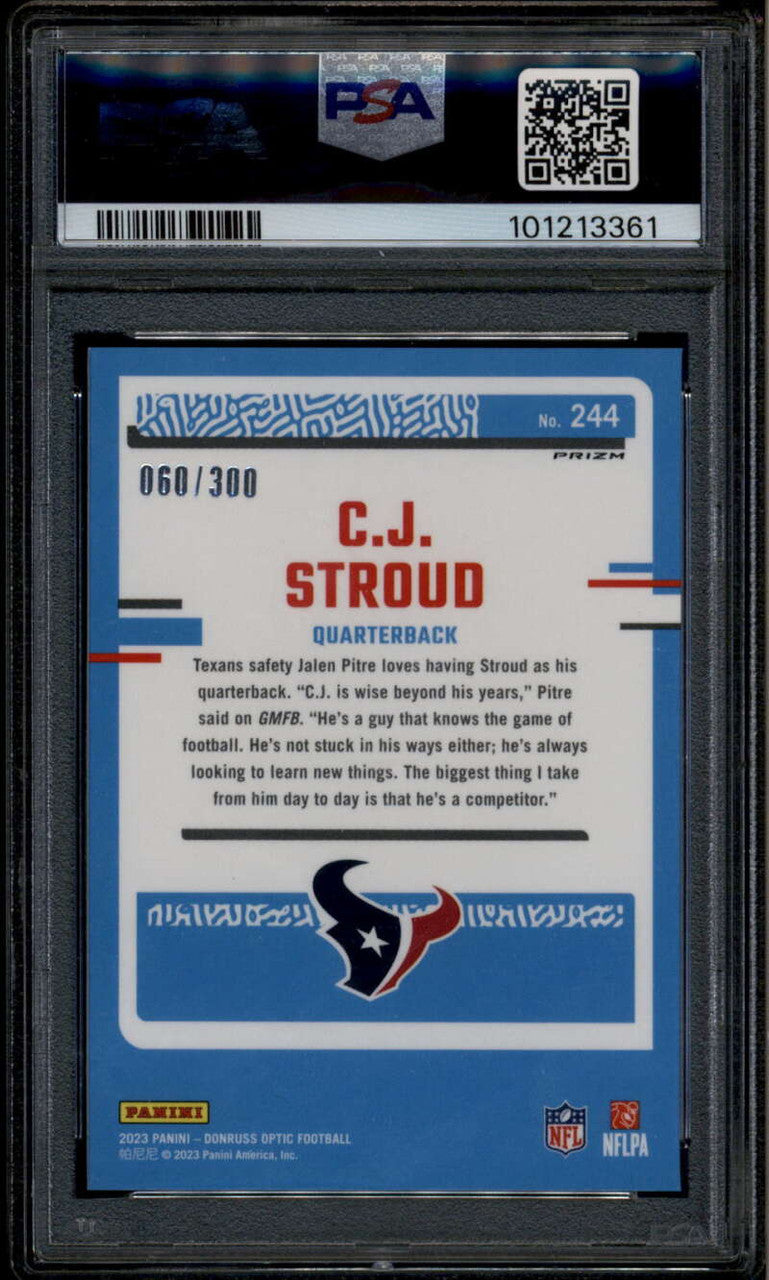 2023 Donruss Optic Wave Refractor 244 CJ Stroud RR Rated Rookie RC 60/300 PSA 9