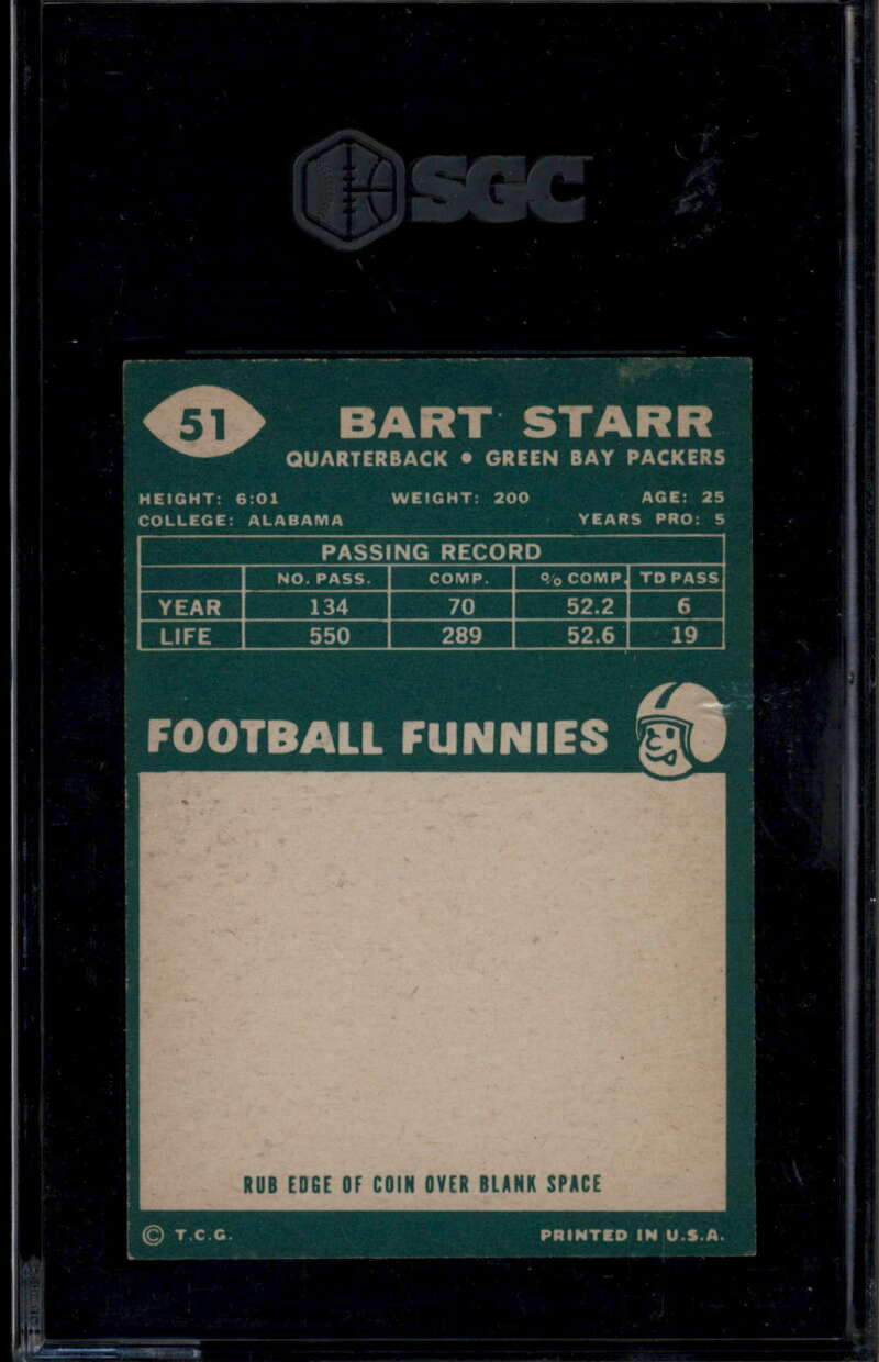 1960 Topps 51 Bart Starr SGC 7 NM