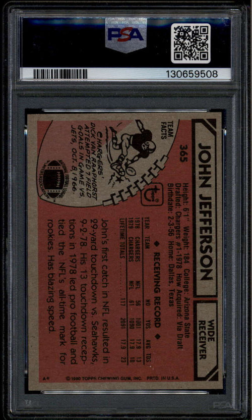 1980 Topps 365 John Jefferson PSA 10 GEM MT ID: 185884