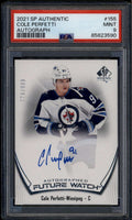 2021-22 SP Authentic 155 Cole Perfetti Rookie RC Auto 776/999 Future Watch PSA 9