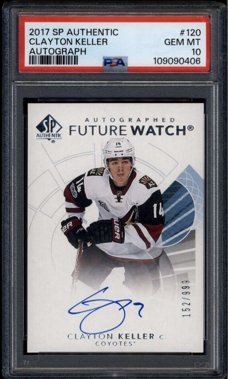 SOLD 185895 2017-18 SP Authentic 120 Clayton Keller Rookie RC Auto /999 Future Watch PSA 10