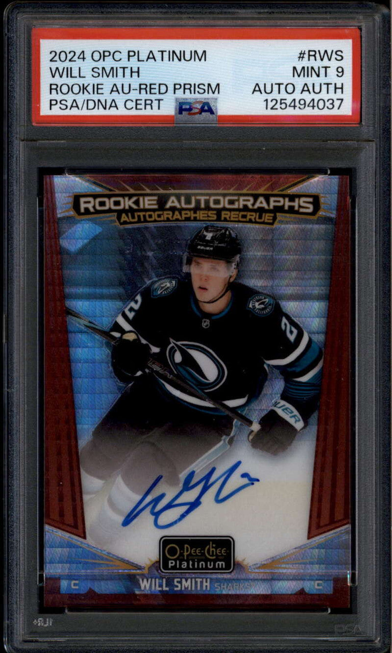 2024-25 O-Pee-Chee Platinum Autographs Red Prism Will Smith RC Auto 30/30 PSA 9